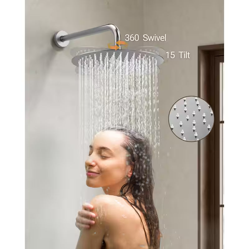 Wall Mounted Dual Shower Head and Handheld Shower Head 2.5 GPM Brushed Nickel F83398