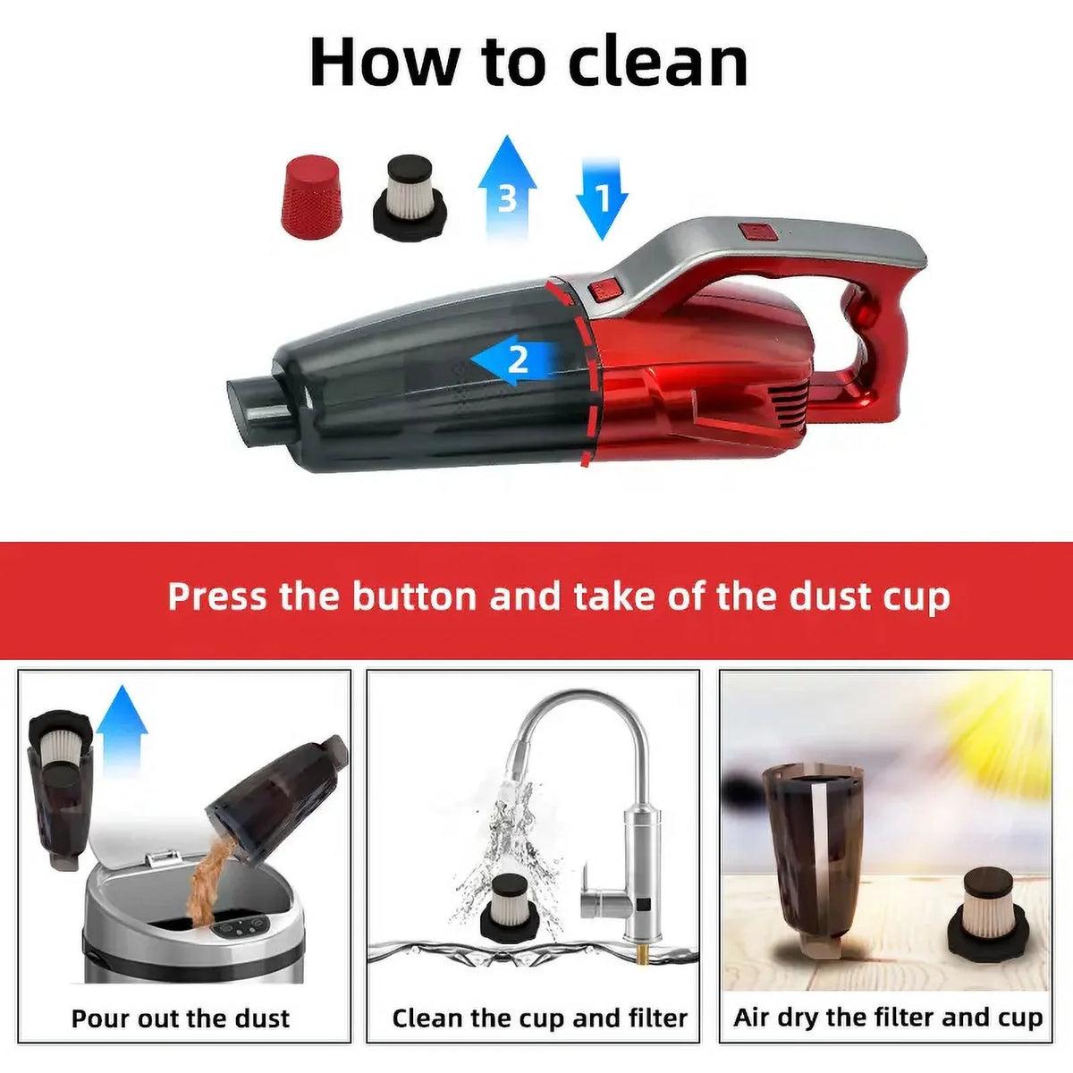 Wireless Handheld Portable Vacuum Cleaner 8500PA P3564
