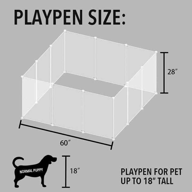 Transparent Plastic 12 Grid Pet Playpen G22389