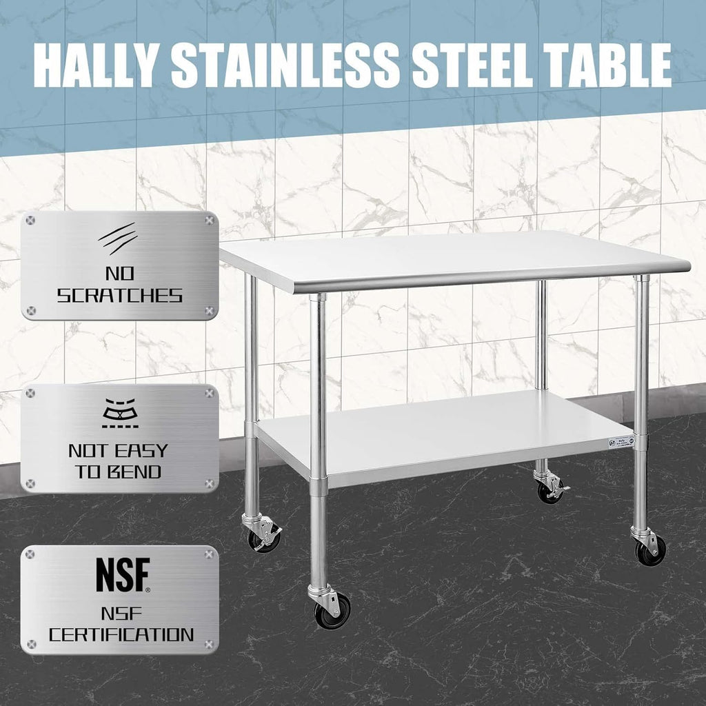 Stainless Steel Table 30 x 48 Inches with Caster Wheels X8094