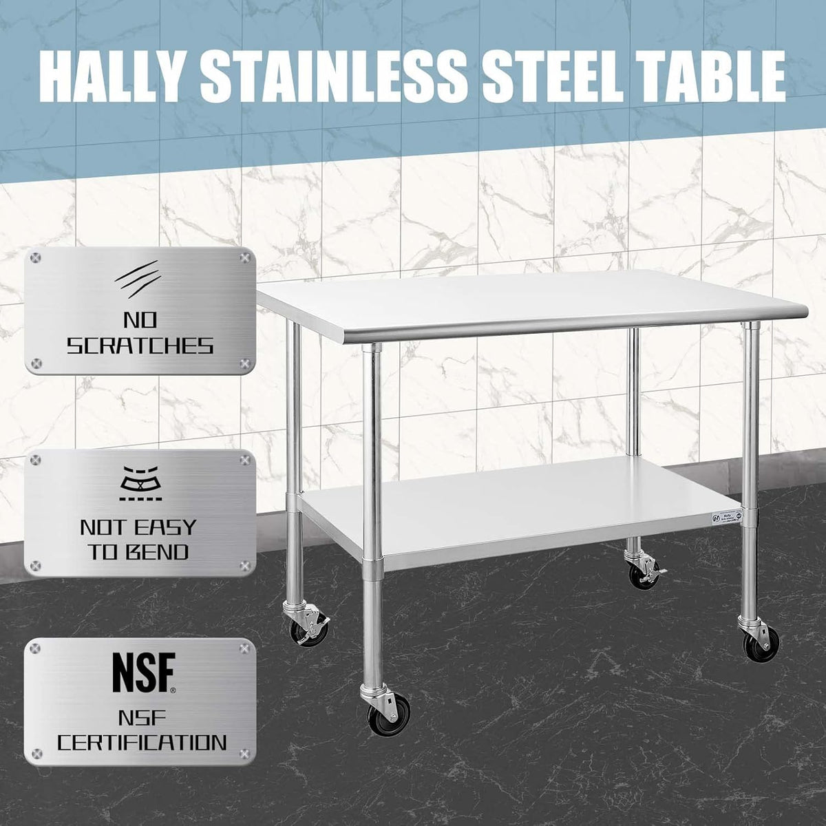 Stainless Steel Table 30 x 48 Inches with Caster Wheels X8094