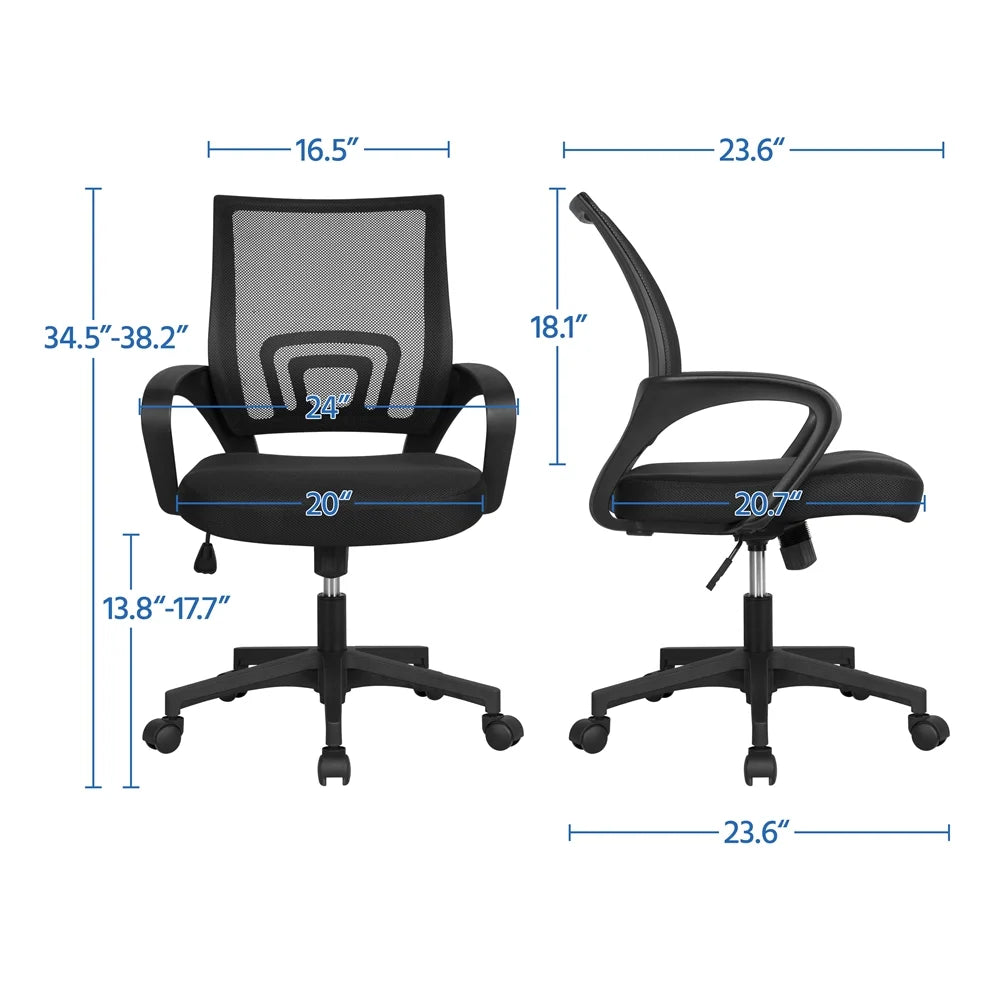Black Height-Adjustable Drafting Table and Mesh Office Chair Set L979