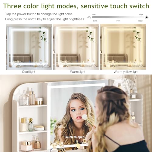 42" Black Makeup Vanity Desk with Mirror and Lights H58150