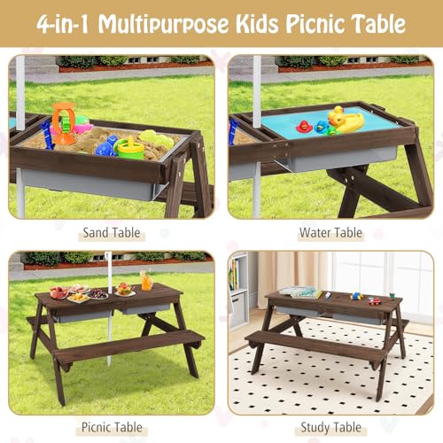 Kids 4 in 1 Sand and Water Table with Umbrella I2727