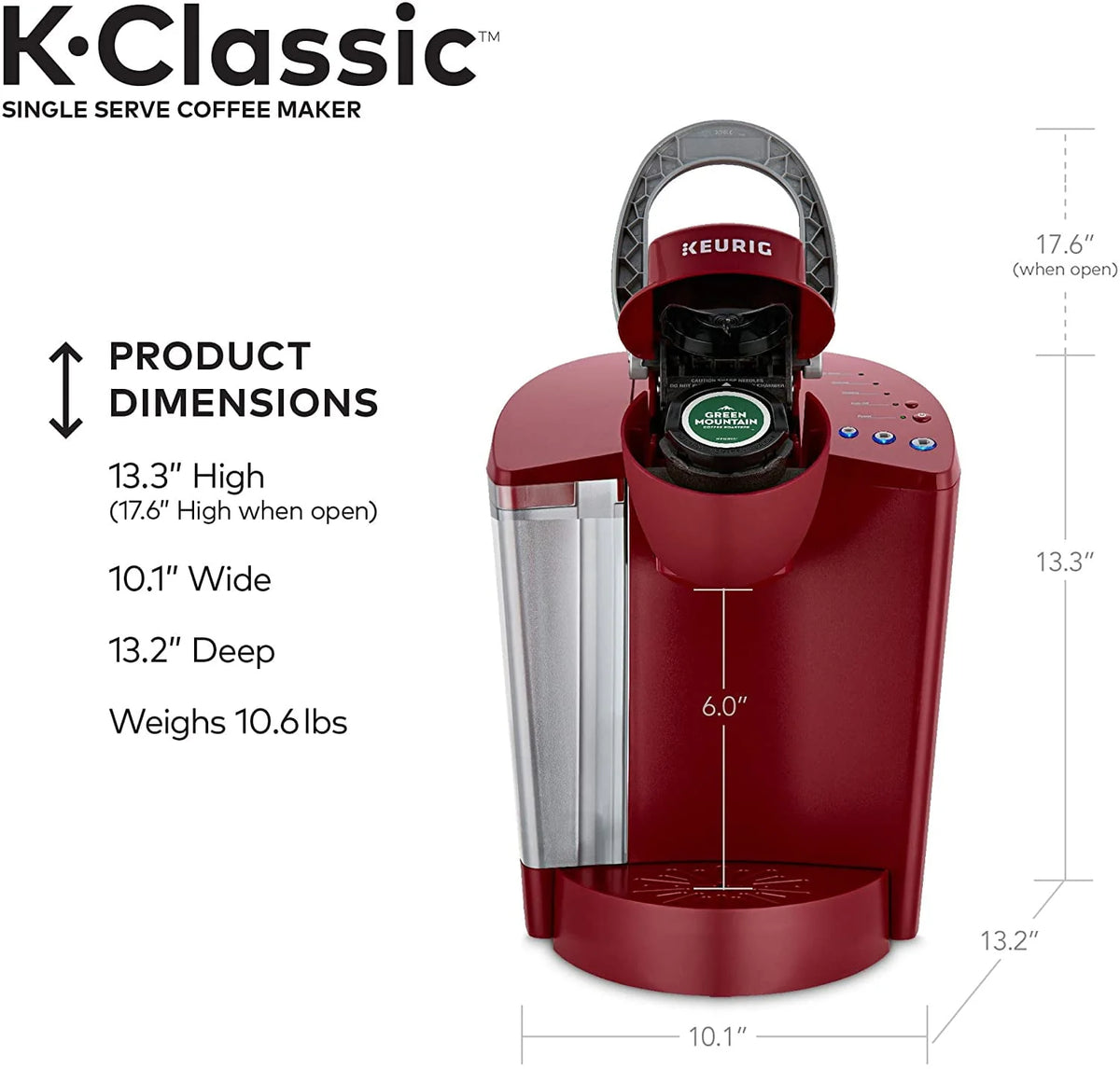 Single Serve Coffee Maker, 6 to 10 oz Brew Sizes Z5635