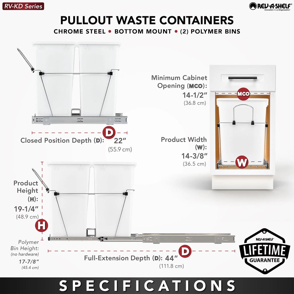 Black Pull Out Waste Containers W5539