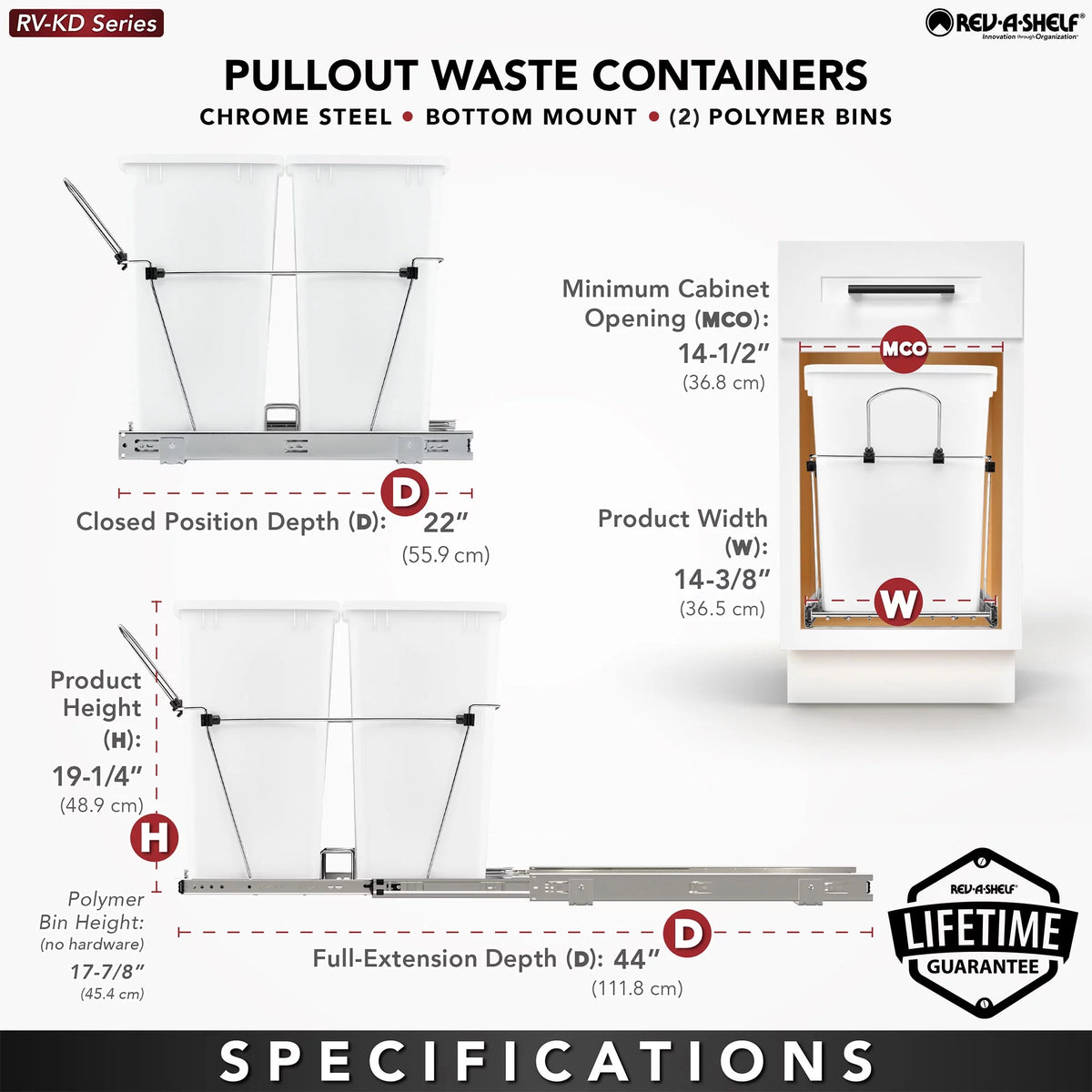 Black Pull Out Waste Containers W5539