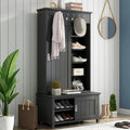 Black Hall Tree with Shoe Drawers and Bench R351806