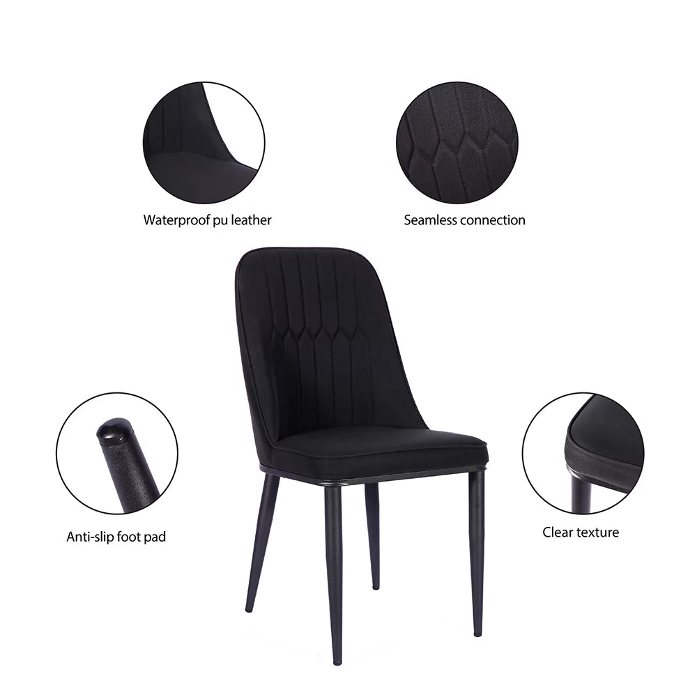 Black Faux Leather Dining Chair Set of 6 W639508