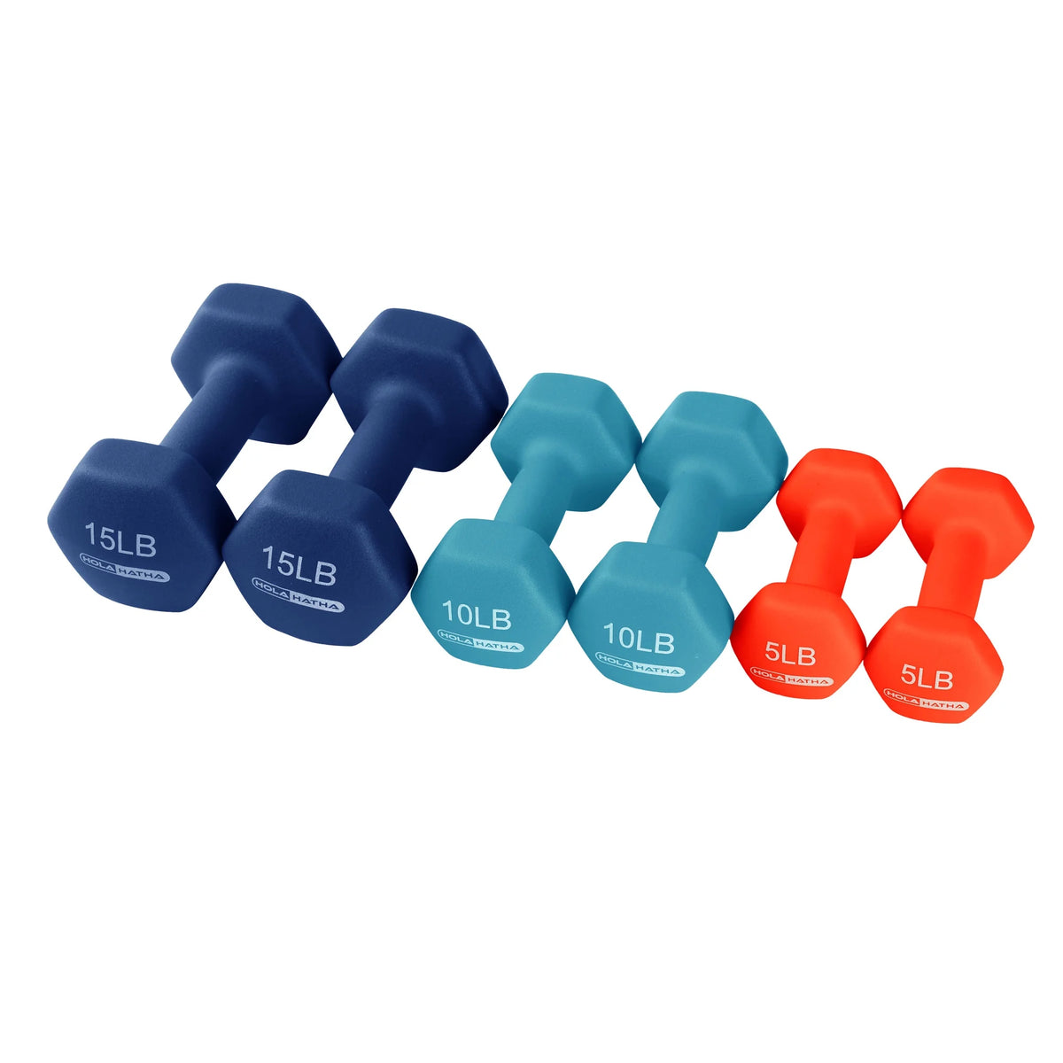 5, 10 & 15 Pound Neoprene Dumbbell Weight Set with Storage Rack J403576