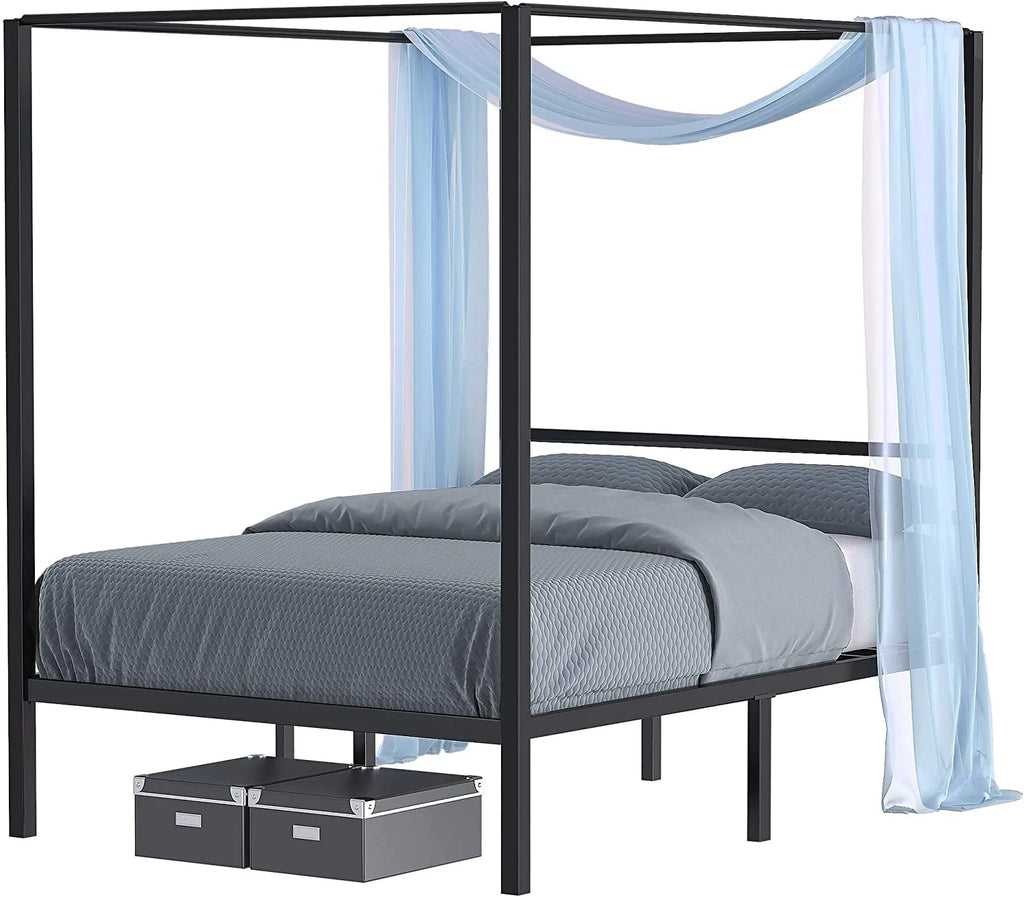 14 Inch Metal Canopy Bed Frame Black Full Size J5248