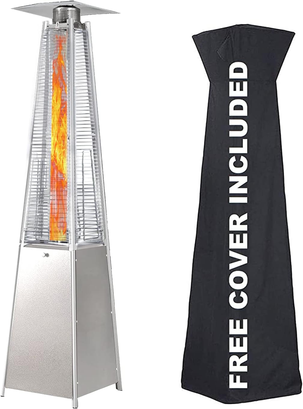 Propane Patio Heater with Cover, Stainless Steel, Bronze Y143955