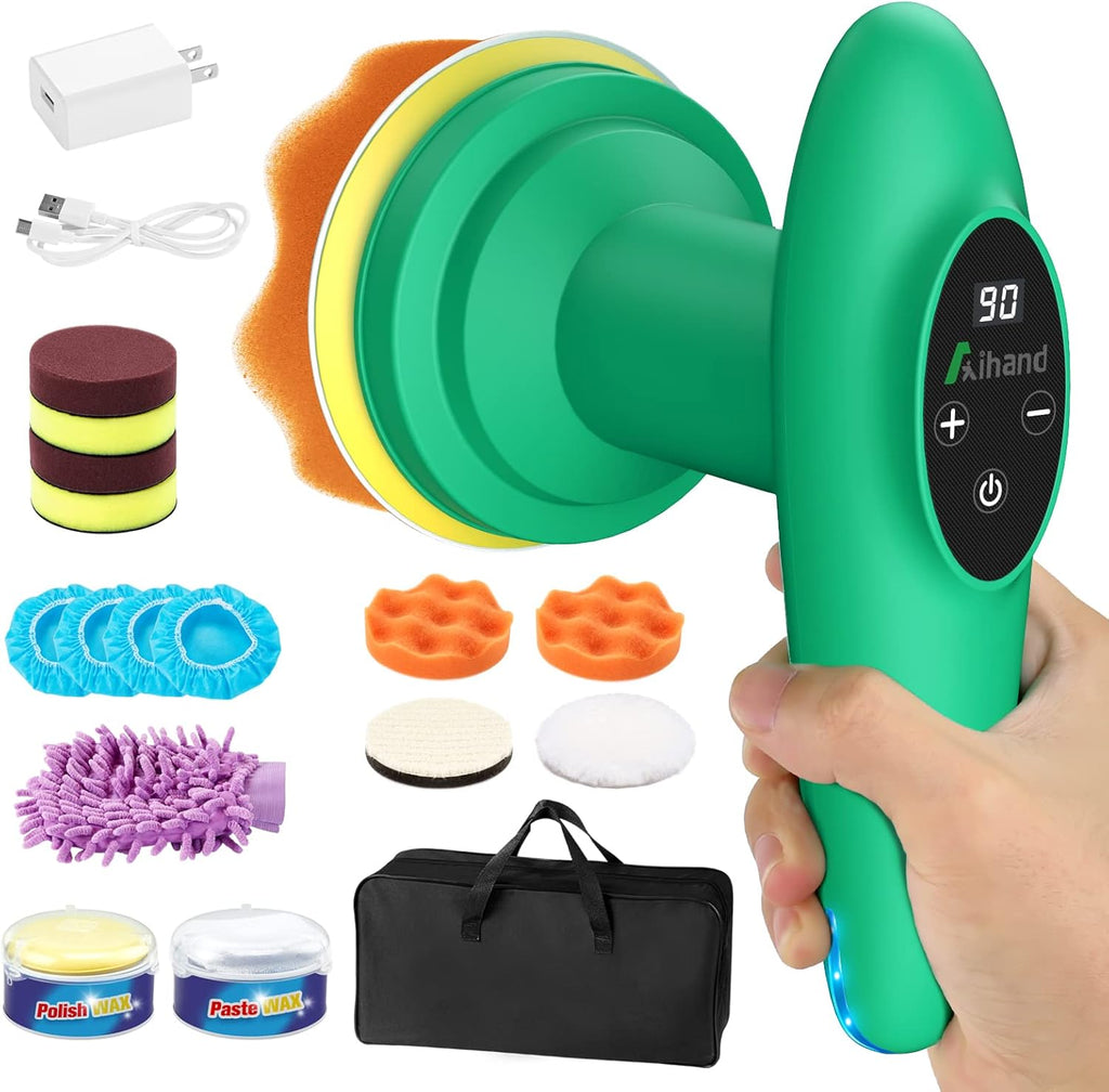 Cordless Car Polisher, 4inch 2500-6000 RPM Orbital Polisher with 8 Pads E882225