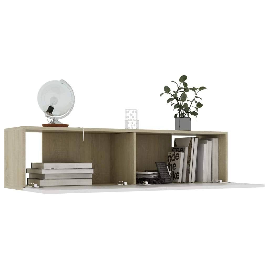 White and Sonoma Oak Chipboard TV Cabinet Q60852