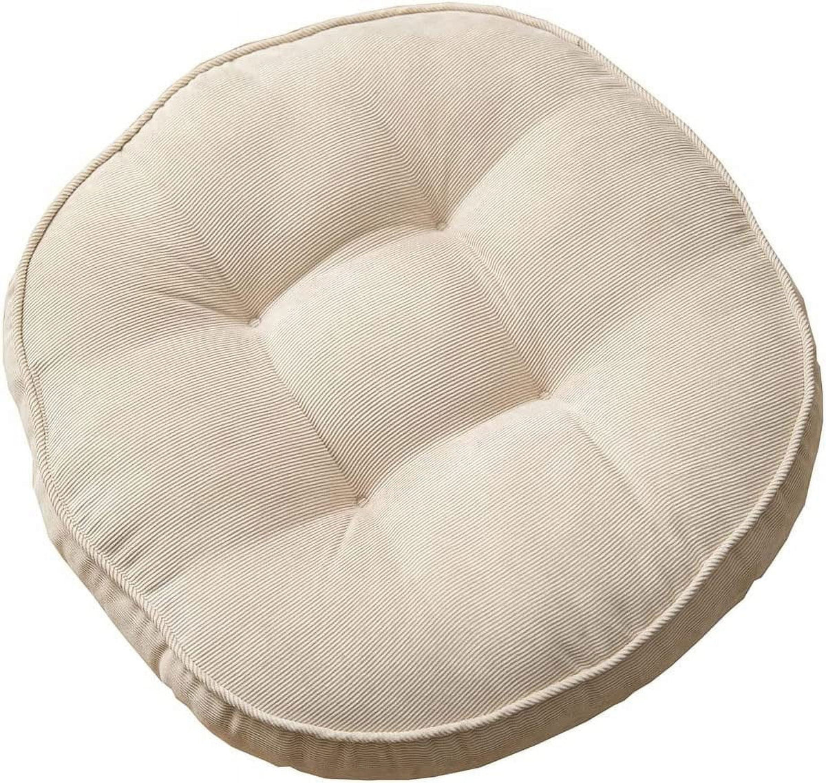 Cream 22x22 Inch Corduroy Round Chair Pad M572