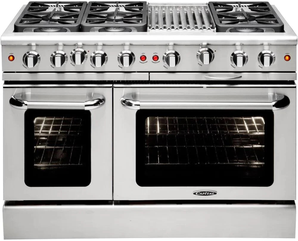 48 In. Gas Range in Stainless Steel, 6 Sealed Burners with BBQ Grill H161309