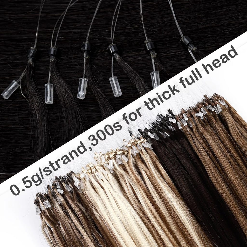 Black Micro Ring Human Hair Extensions 0.5g 100 Strands Y670244
