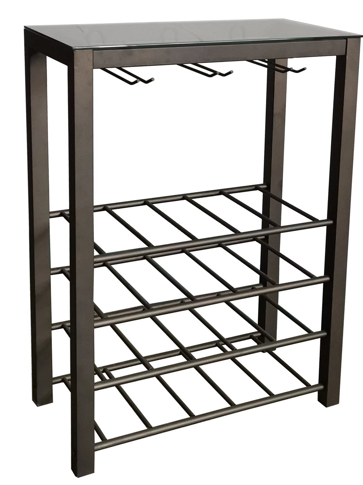 4 Tier Wine Rack with Storage Shelves and Glass Holders N67517