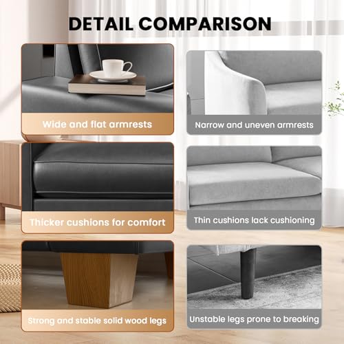 Brown Faux Leather Loveseat Sofa A500496