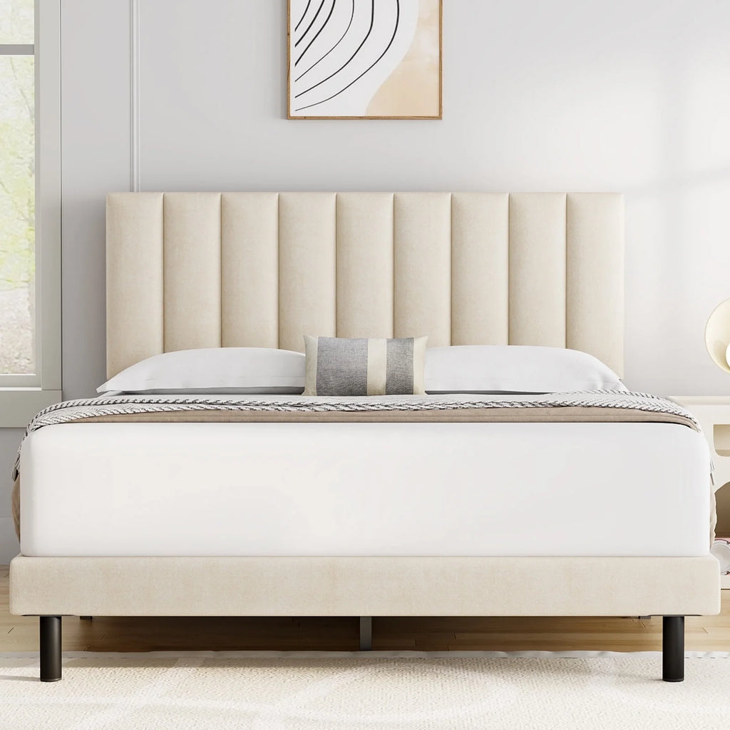 Full Platform Bed Frame with Upholstered Headboard K16836