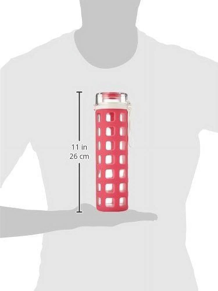 BPA-Free Glass Water Bottle with Flip Lid, Pink, 20 oz J321