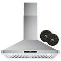 380 CFM Convertible Wall Mount Range Hood with Digital Touch Controls and Carbon Filter Kit U662