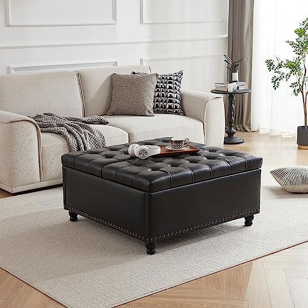Large Square Tufted Upholstered Ottoman Bench B6897