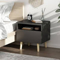 Black 1 Drawer Solid Wood Nightstand X3738