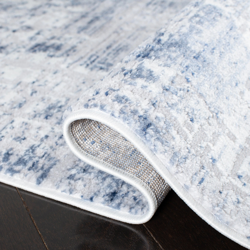 Navy Light Grey Abstract Area Rug 8' x 10' R9458