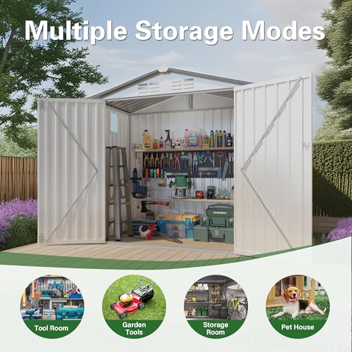 5'x3' Gray Metal Outdoor Storage Shed with Windows and Lockable Door F751608