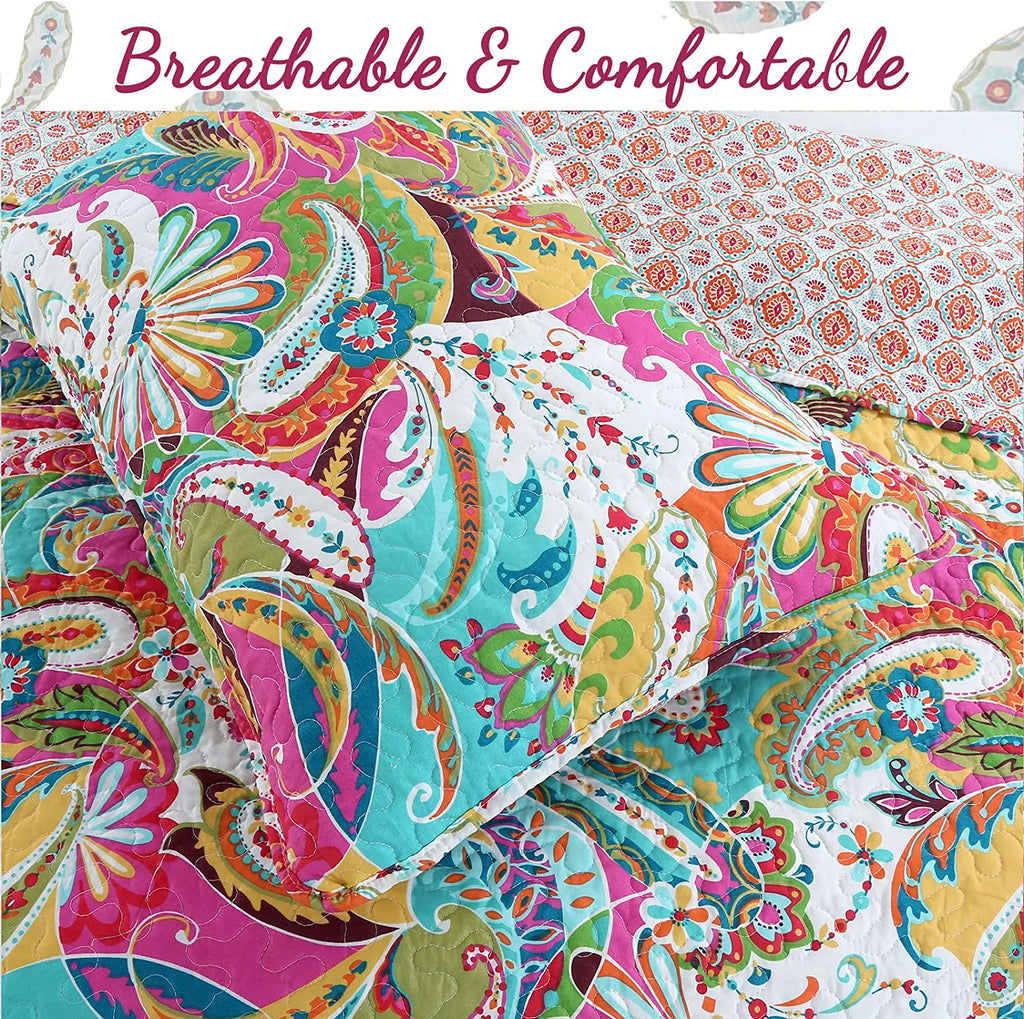 3 Piece Microfiber Reversible Quilt Bedding Set, Queen D512123