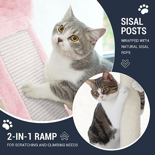 68 Inches Cat Tree Multi-Level Smokey Grey W21005