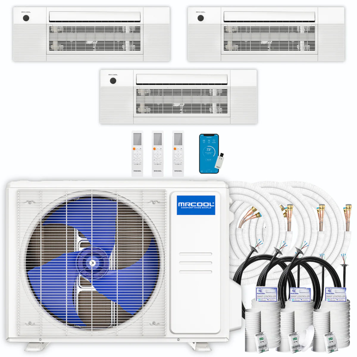 39,000 BTU 3 Zone Ceiling Cassette Ductless Air Conditioner and Heat Pump F18638
