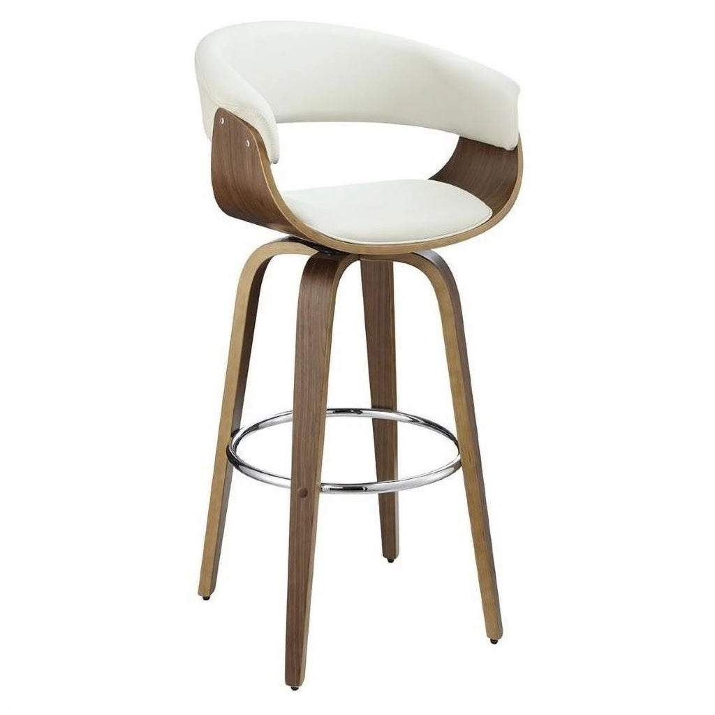 Set of 2 White Upholstered Wooden Bar Stools Q2114