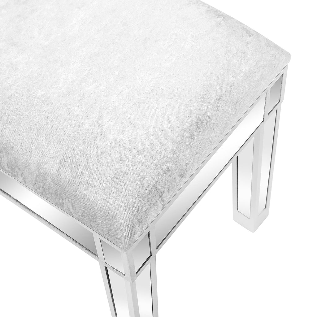Mirrored Vanity Stool Makeup Bench Cushioned Chair H22165