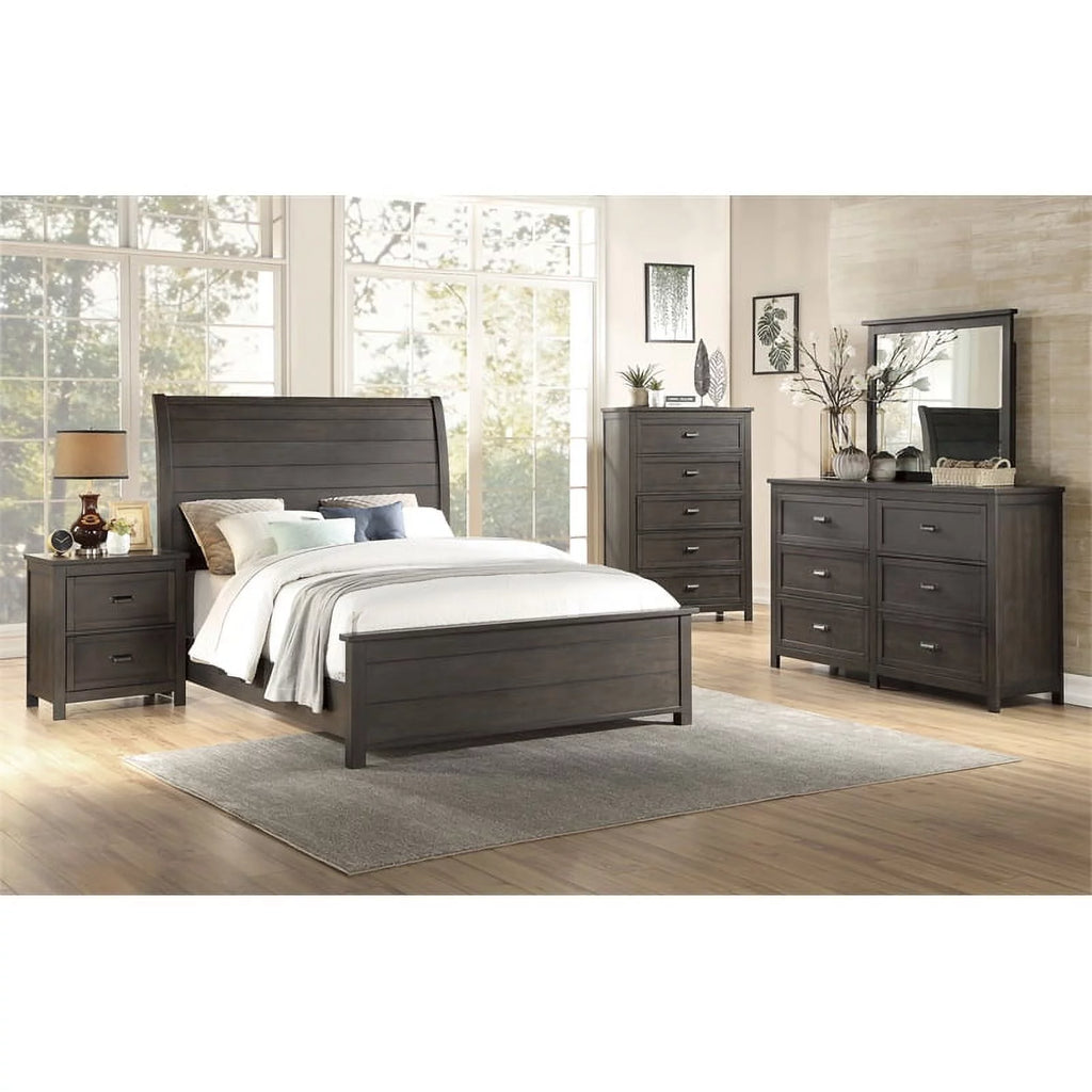 California King Sleigh Bed in Dark Cherry O716
