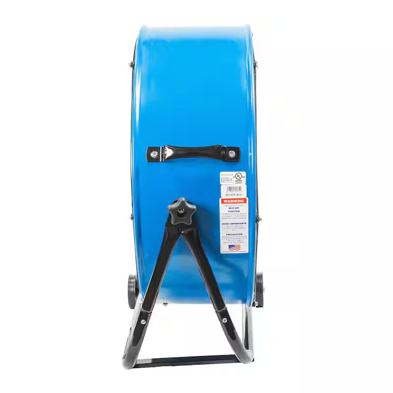 2 Fan Speeds Drum Fan in Blue with Snap-On Wheels W93967