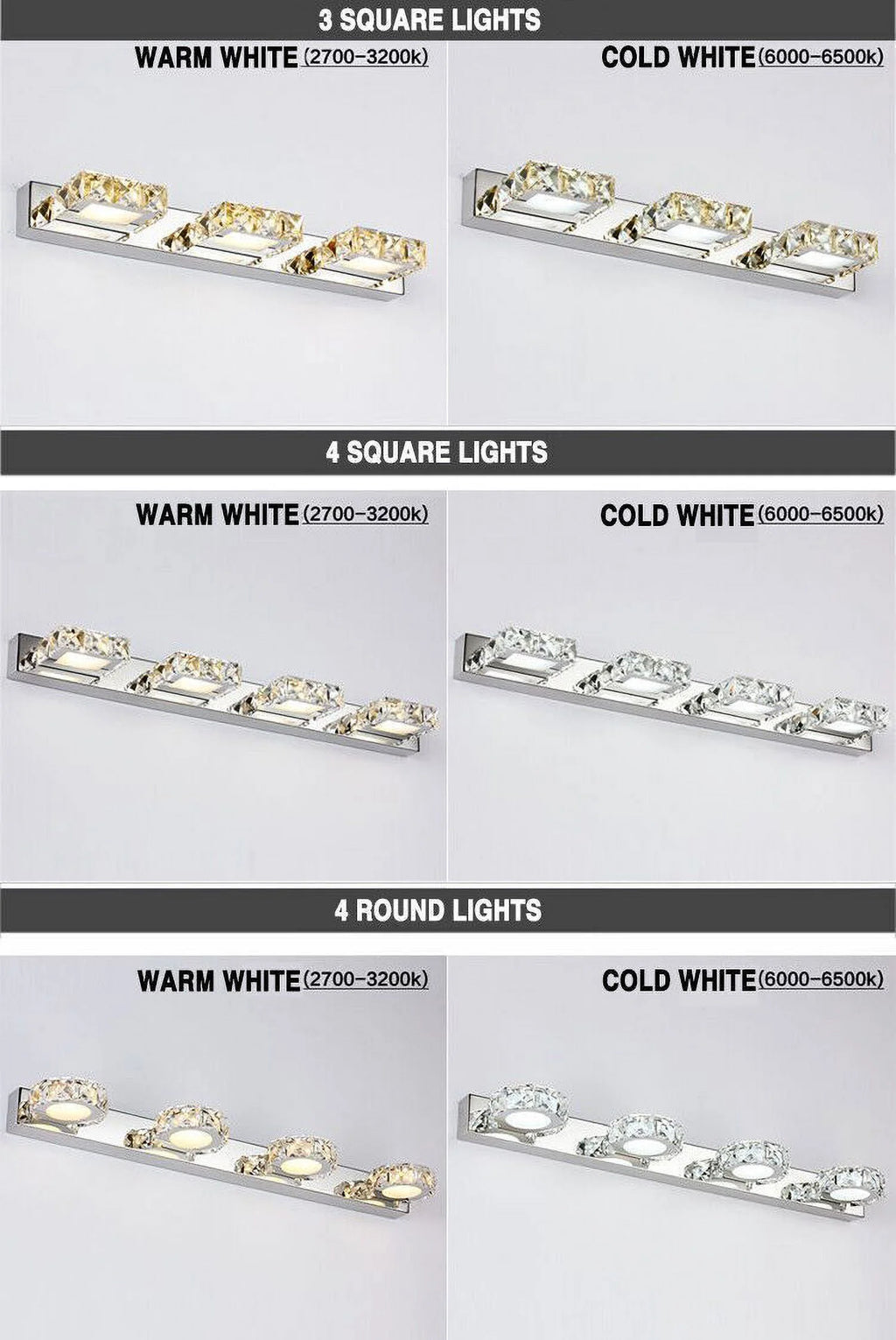 18In 3 Lights Stainless Steel Crystal Vanity Wall Light T844972