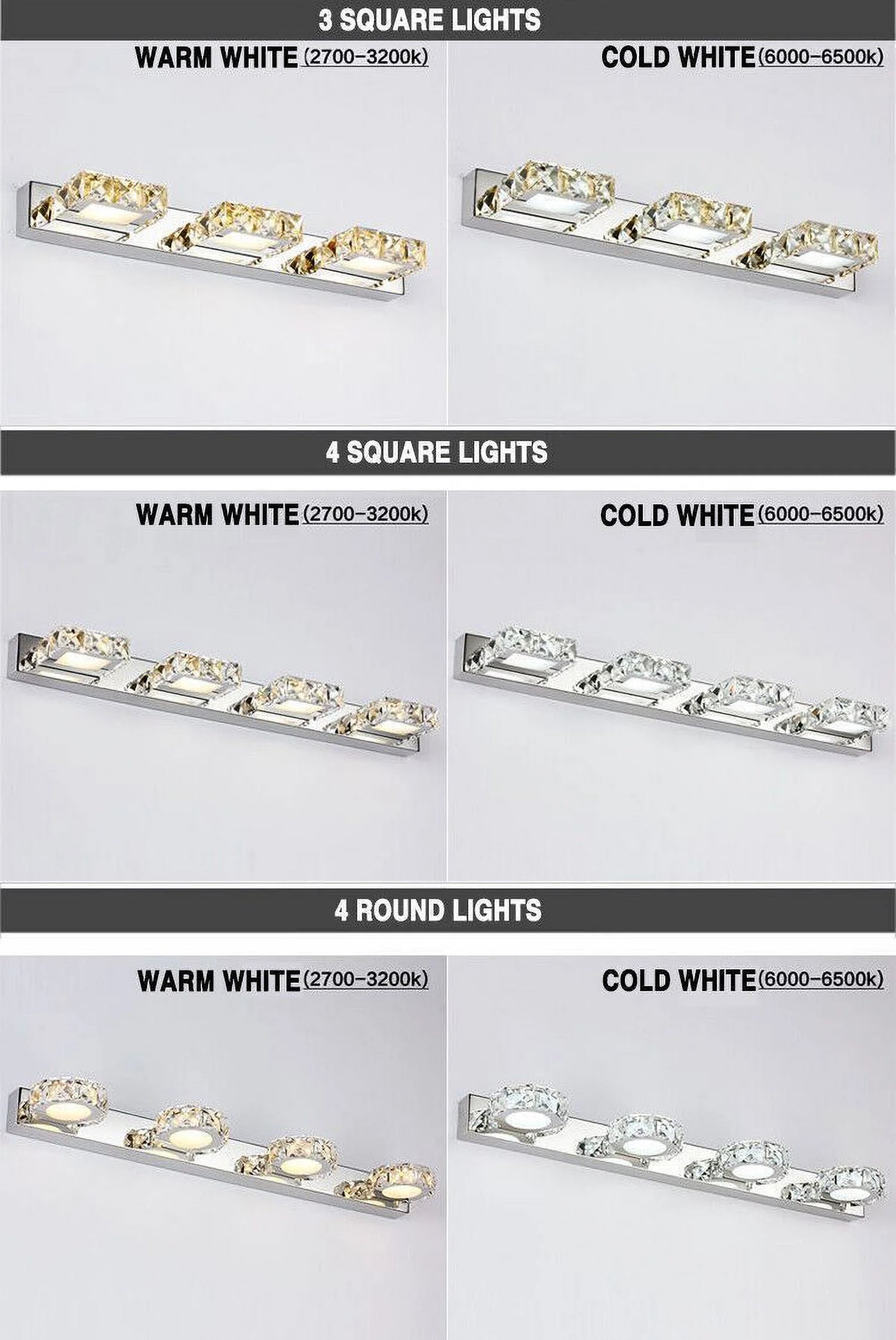 18In 3 Lights Stainless Steel Crystal Vanity Wall Light T844972