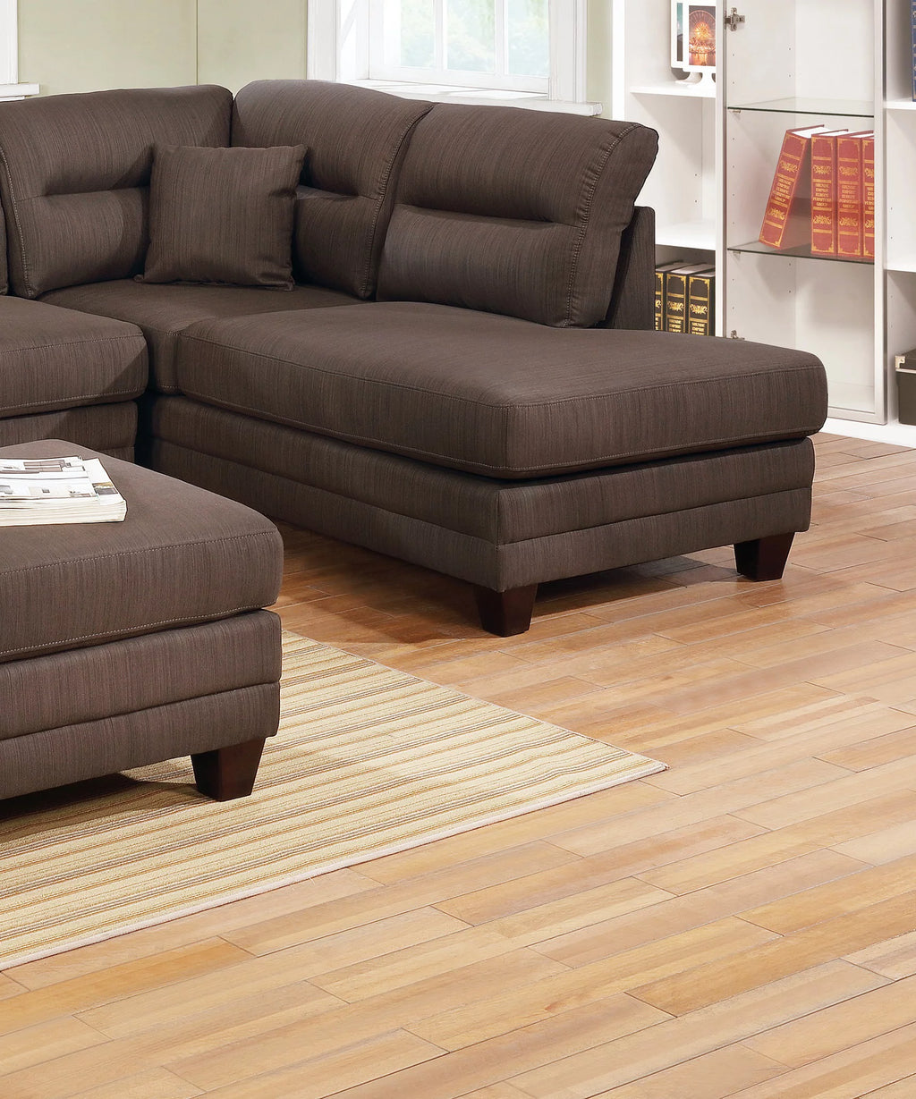 Grey Polyfiber Reversible Sectional Sofa with Ottoman I71147