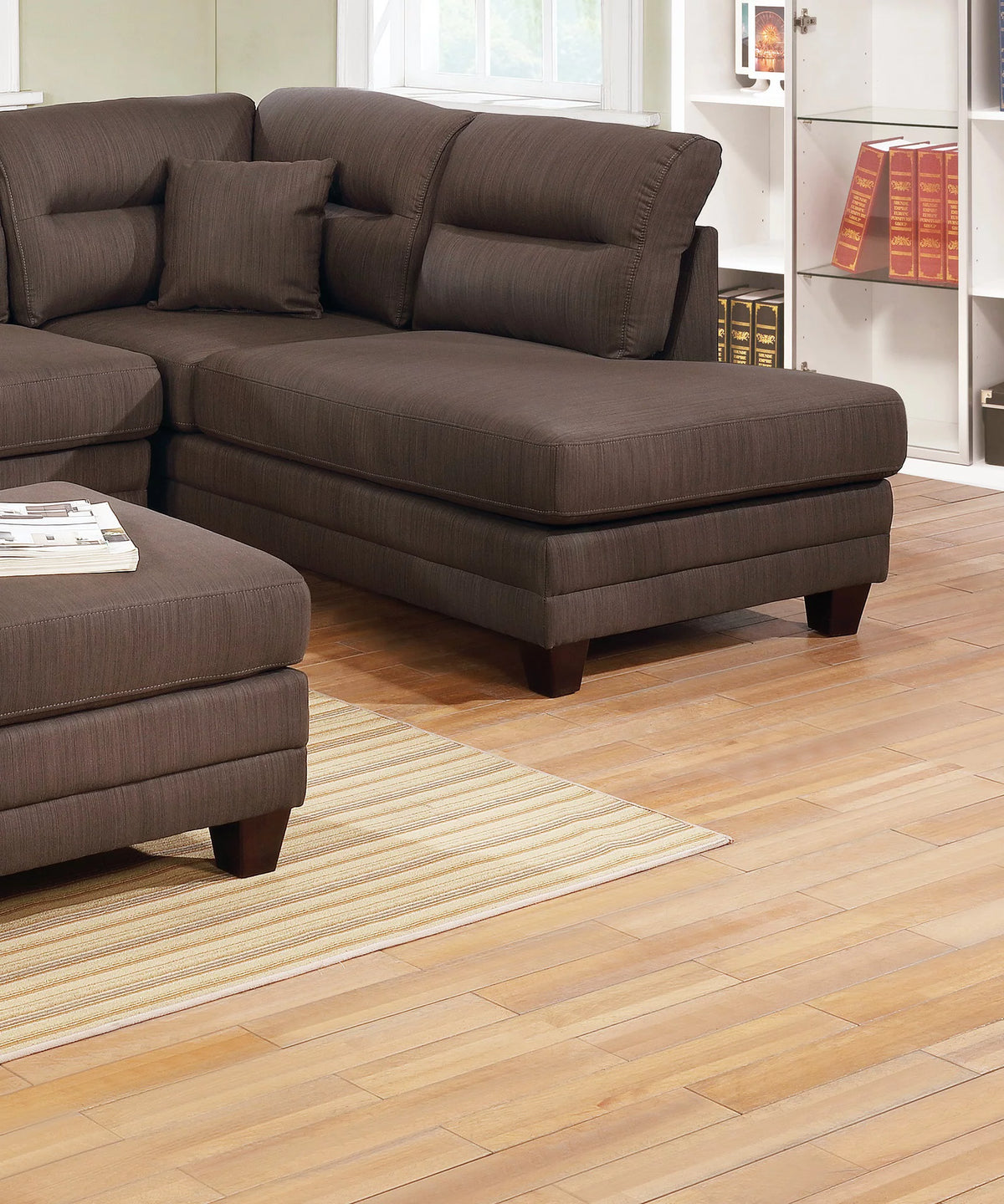 Grey Polyfiber Reversible Sectional Sofa with Ottoman I71147