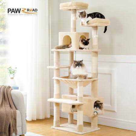 73 inch Multi Level Cat Tree with 7 Scratching Posts P952343