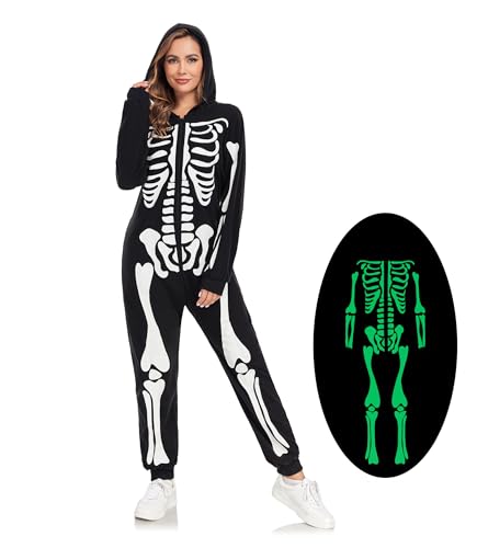 Skeleton Costume Glow in Dark Skull Onesie K189