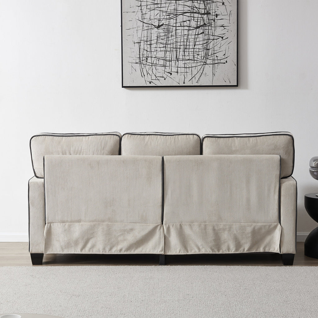 Beige Corduroy 3 Seater Sectional Sofa Y143