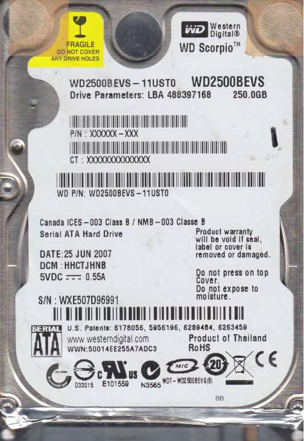 250GB SATA 2.5 Hard Drive T8357