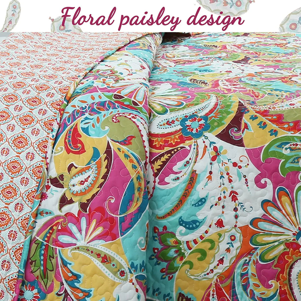 3 Piece Microfiber Reversible Quilt Bedding Set, Queen D512123