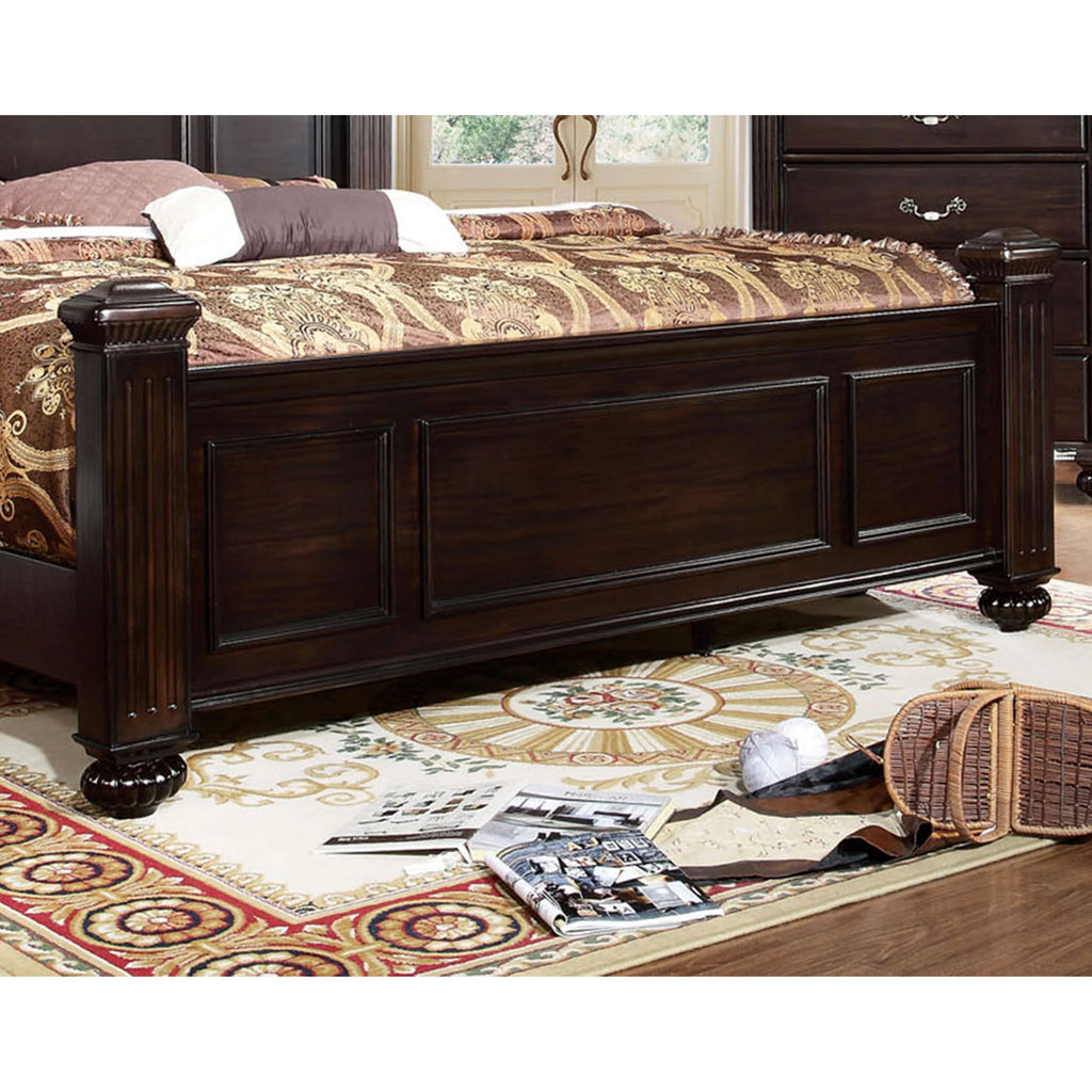 King Dark Walnut Solid Wood Four Poster Bed Z338