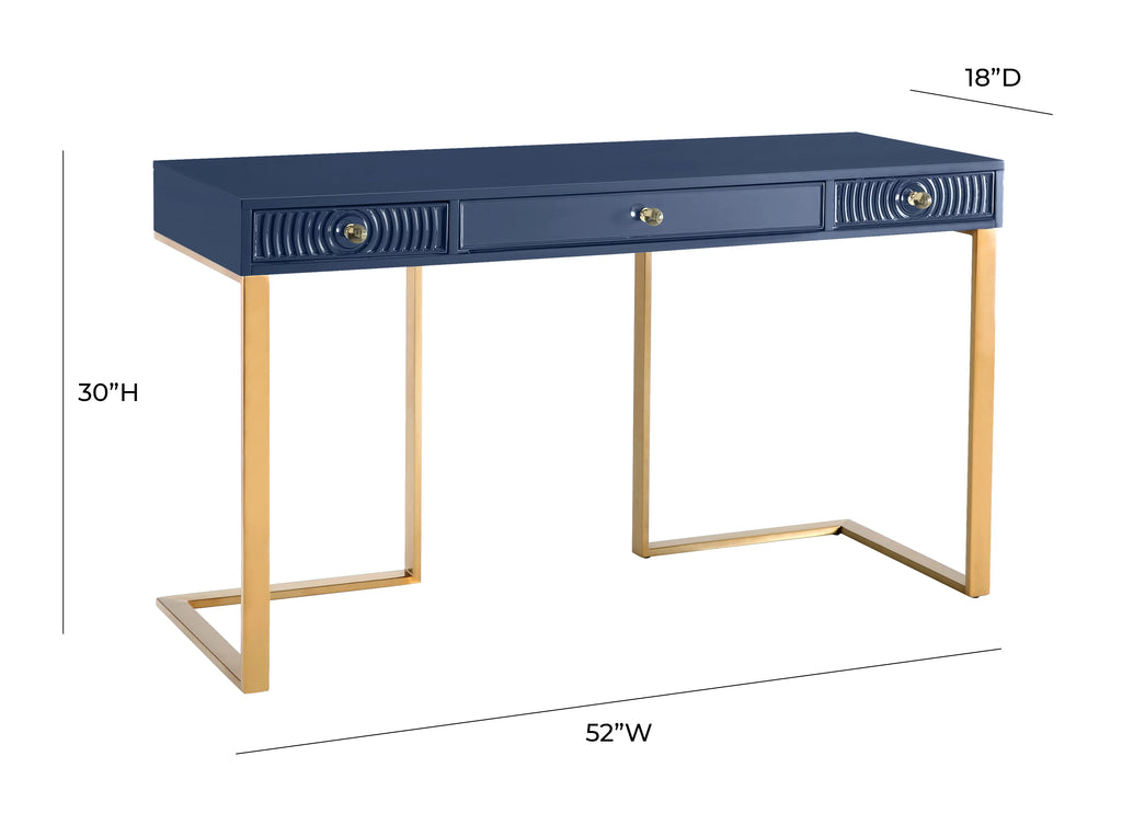 Blue Lacquer Office Desk With Gold Legs H948330