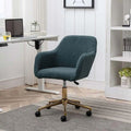 Modern Velvet Fabric Adjustable Height Home Office Chair with Gold Metal Legs and Universal Wheels D950