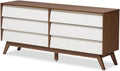 6 Drawer Double Dresser White Walnut Brown B59185
